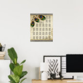Sitzplan Empfangstisch, Pfau & Federn Poster (Heimbüro)