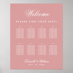 Sitzplan für Hochzeit mit 8 Tischen in Dusty Rose  Poster