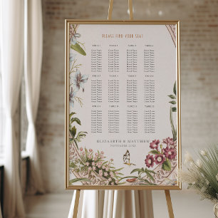 Sitzplan für Hochzeiten mit Wildblumen im Vintage- Poster