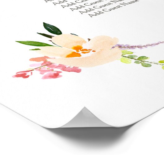 Sitzplan für Willow und Floral Hochzeiten Poster (Ecke)