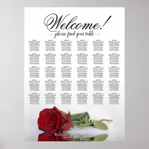 Sitzplan Hochzeit 30 Tische Rote Rose Reflektieren Poster