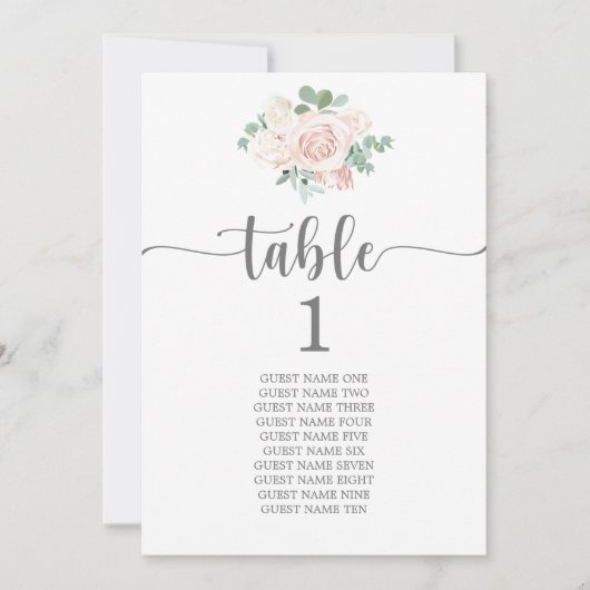 Sitzplan Hochzeitskarte Rosa Rosa Blütenblume Einladung (Vorderseite)