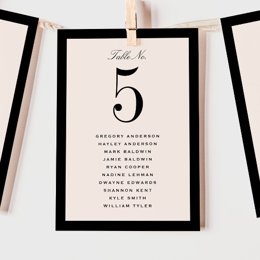 Sitzplan Karte Schwarze Hochzeitstisch