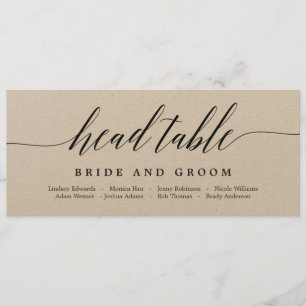 Sitzplan Kopf Tisch Karte - Moderne Schrift