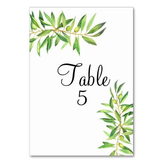 Sitzplan Moderne, einfache Olive Branch Grünanlage Tischnummer (Vorderseite)