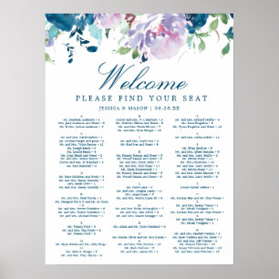 Sitzplan-Schild für Hochzeiten mit Midnight Blooms Poster