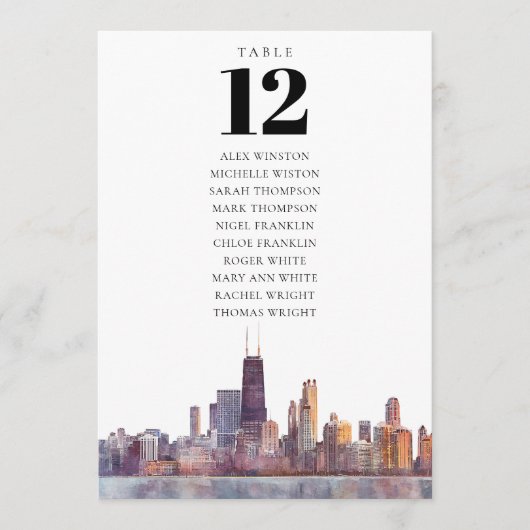 Sitzplan Tischnummer Chicago (Vorderseite)