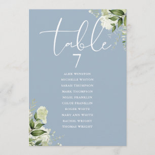 Sitzplan-Tischnummer in staubigem Blau und Grün Einladung