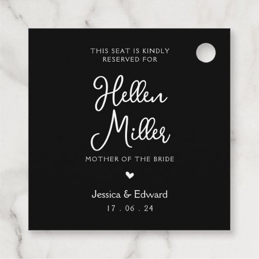 Sitzplatz für den Schwarz-weißen Gast reserviert Geschenkanhänger (Rückseite)