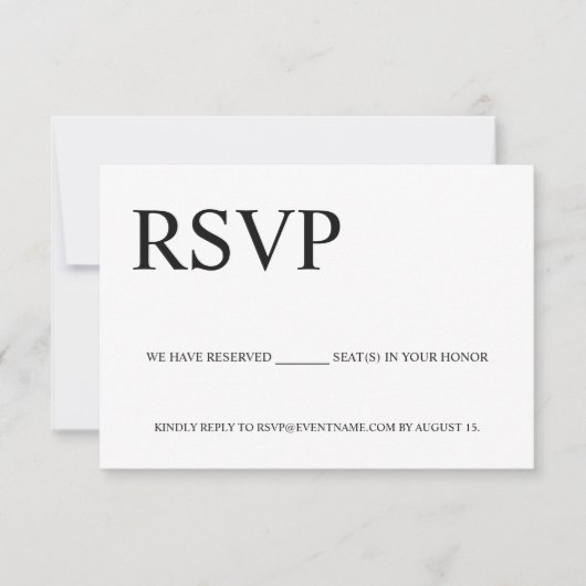 Sitzplätze für einfache Veranstaltungen RSVP Karte (Vorderseite)