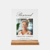 Sitzplatzreservierung - Gedenkfeier zum Foto Acrylschild (Vorderseite)