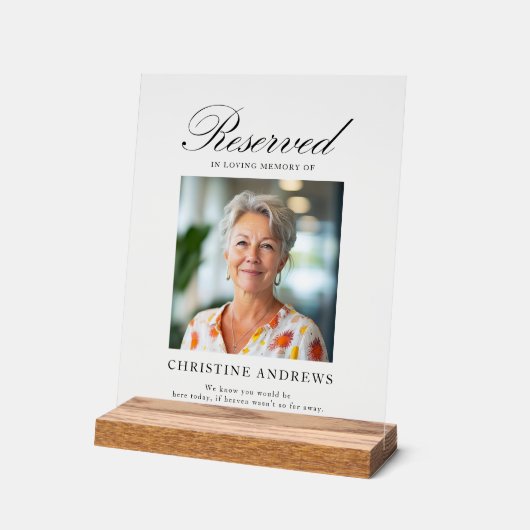 Sitzplatzreservierung - Gedenkfeier zum Foto Acrylschild (Winkel)