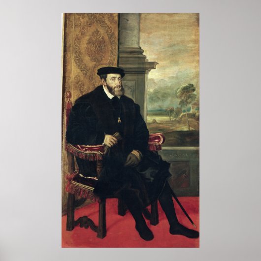 Sitzportrait des Kaisers Charles V 1548 Poster (Vorne)