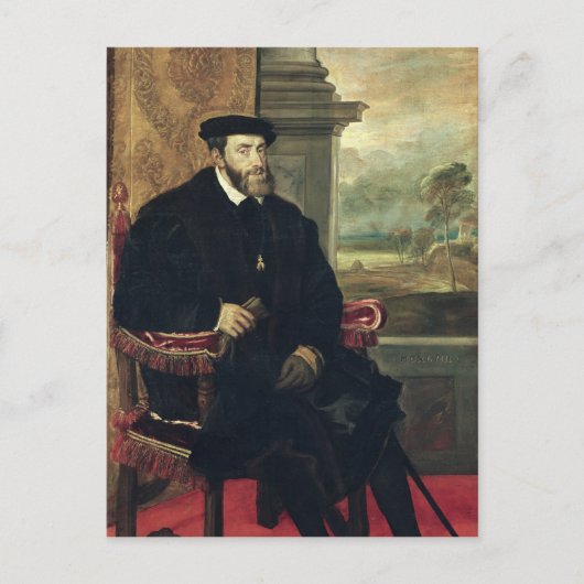 Sitzportrait des Kaisers Charles V 1548 Postkarte (Vorderseite)