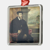 Sitzporträt des Kaisers Charles V 1548 Silbernes Ornament (Links)