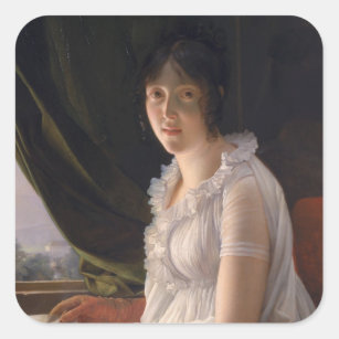 Sitzporträt von Marie-Philippe-Claude Quadratischer Aufkleber