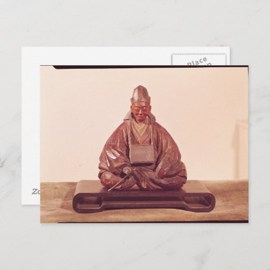 Sitzstatue der Basho Edo-Periode Postkarte (Vorne/Hinten)