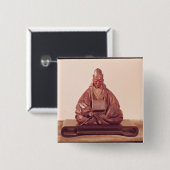 Sitzstatue der Basho Edo-Zeit Button (Vorne & Hinten)