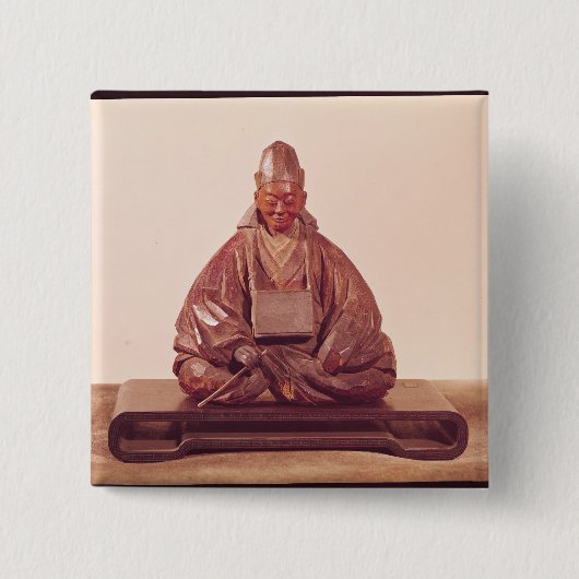 Sitzstatue der Basho Edo-Zeit Button (Vorderseite)