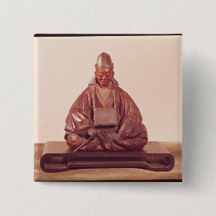 Sitzstatue der Basho Edo-Zeit Button