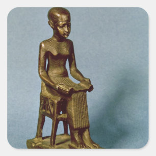 Sitzstatue von Imhotep ein offenes halten Quadratischer Aufkleber