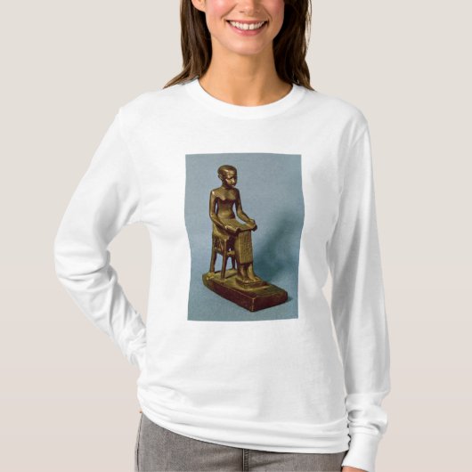 Sitzstatue von Imhotep ein offenes halten T-Shirt (Vorderseite)