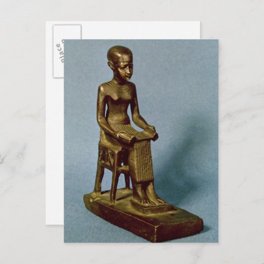 Sitzstatue von Imhotep mit offener Sitzecke Postkarte (Vorne/Hinten)