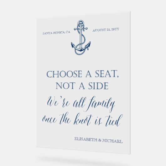 "Sitzt nicht an der Seite" Hochzeitszeichen Acrylschild (Winkel)