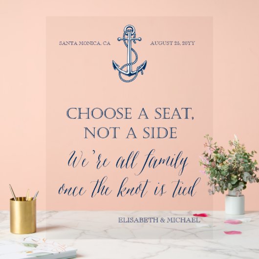 "Sitzt nicht an der Seite" Hochzeitszeichen Acrylschild (Hochzeit)