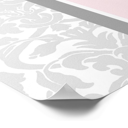 Sitztabelle 10 Tabellen Rosa graue Damaskus Poster (Ecke)