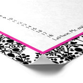 Sitztabelle in Rosa, Weiß und Schwarz des Empfangs Poster (Ecke)