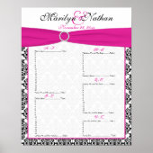 Sitztabelle in Rosa, Weiß und Schwarz des Empfangs Poster (Vorne)