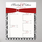 Sitztabelle in Rot, Weiß und Schwarz des Empfangs Poster (Vorne)