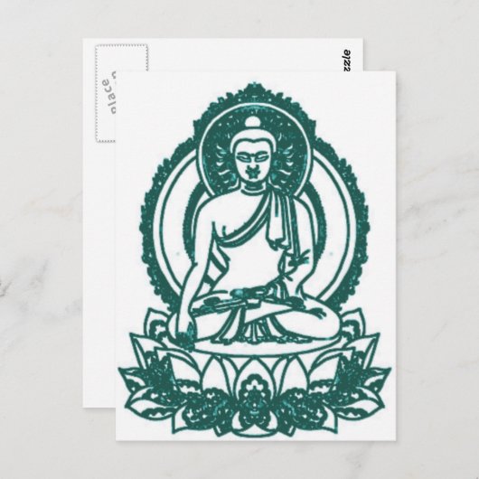 SITZUNG BUDDHA MEDITING FRIEDEN POSTKARTE (Vorne/Hinten)