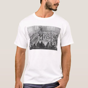 Sitzung des Parlaments saß durch Regenten vor T-Shirt