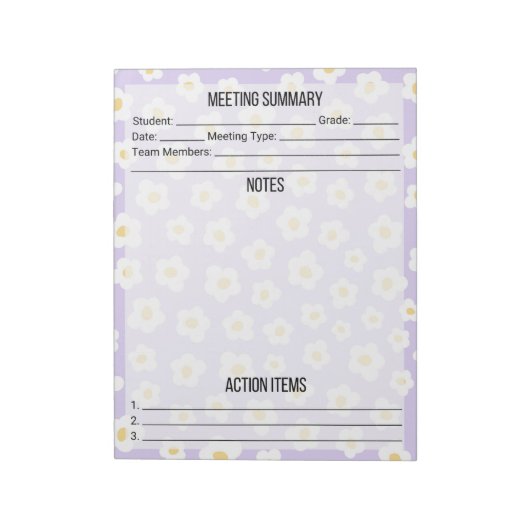 Sitzungshinweise/Zusammenfassung Notepad- Daisy Notizblock (Rotiert)