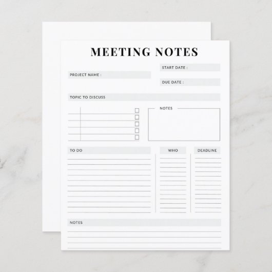 Sitzungsnotizen (Vorne/Hinten)