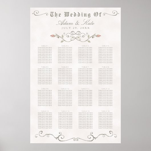 SITZUNGSZEICHEN 121-160 | Elegante Beauty Wedding Poster (Vorne)