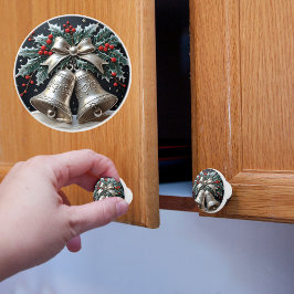 Siver Bells und Holly Christmas Keramikknauf