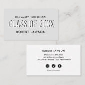 Sivler Gray Class Abschluss Name Social Icon Visitenkarte (Vorne/Hinten)