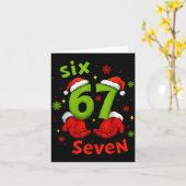 Six 6 7 Seven Christmas Humor Green Hand Festive G Karte (Gelbe Blume)