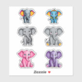 Six Cute Baby Elephants Aufkleber (Blatt)
