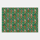 Six Face Gingerbrot People Holiday Geschenkpapier Set (Vorderseite 3)