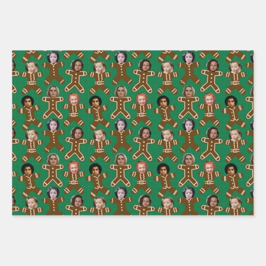 Six Face Gingerbrot People Holiday Geschenkpapier Set (Vorderseite 3)