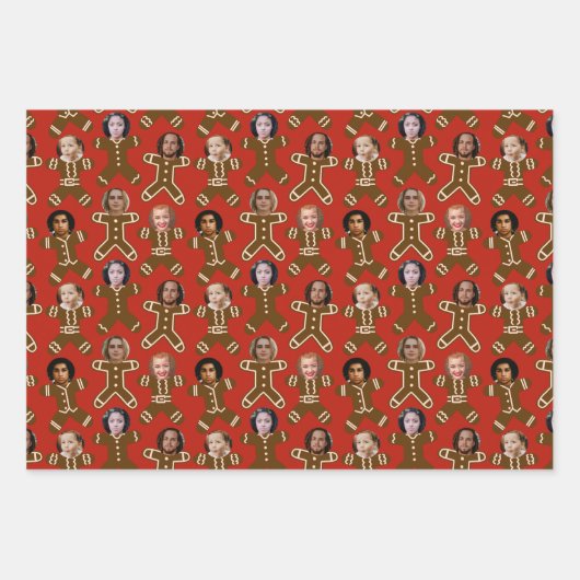 Six Face Gingerbrot People Holiday Geschenkpapier Set (Vorderseite 2)