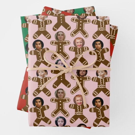 Six Face Gingerbrot People Holiday Geschenkpapier Set (Beispiel)