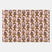 Six Face Gingerbrot People Holiday Geschenkpapier Set (Vorderseite)