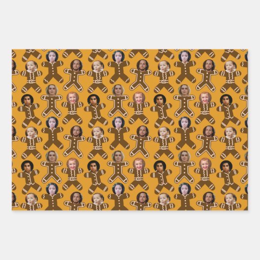 Six Face Gingerbrot People Holiday Geschenkpapier Set (Vorderseite 3)