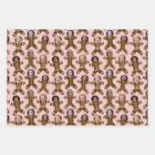 Six Face Gingerbrot People Holiday Geschenkpapier Set (Vorderseite 2)