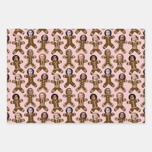Six Face Gingerbrot People Holiday Geschenkpapier Set (Vorderseite 2)